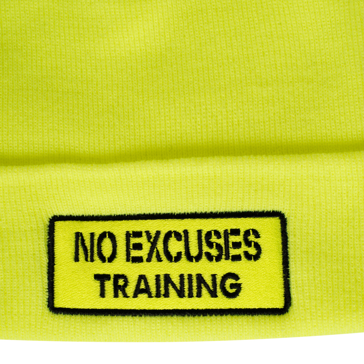 No Excuses stay safe Neon yellow running beanie